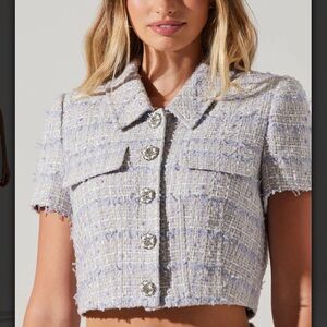 ASTR THE LABEL MAVEY CROPPED TWEED JACKET